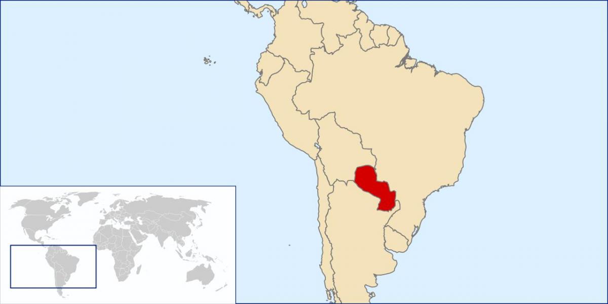 파라과이 위에서 세계 지도